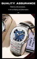 Relógio Masculino de Luxo – Aço Inoxidável, à Prova d’Água, Iluminação Noturna e Estilo Executivo com Pegada Esportiva | Aguiar Relógio