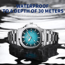 Relógio Militar Masculino PENGAGAR 2025 – Luxo Quadrado em Aço Inoxidável, Ponteiros Luminosos, Data e Dia, Estilo Executivo e Esportivo