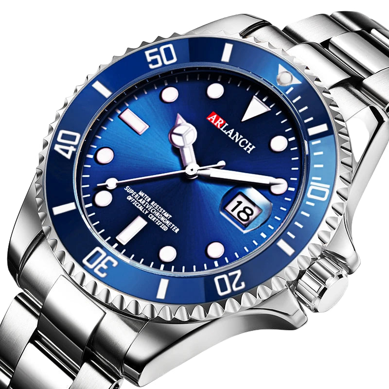 Relógio Masculino ARLANCH Red & Blue Diving 40mm – Aço Inoxidável, Lupa no Calendário, Resistente à Água e Design Clássico com Pegada Esportiva | Aguiar Relógio