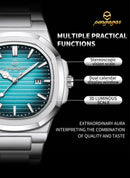 Relógio Militar Masculino PENGAGAR 2025 – Luxo Quadrado em Aço Inoxidável, Ponteiros Luminosos, Data e Dia, Estilo Executivo e Esportivo