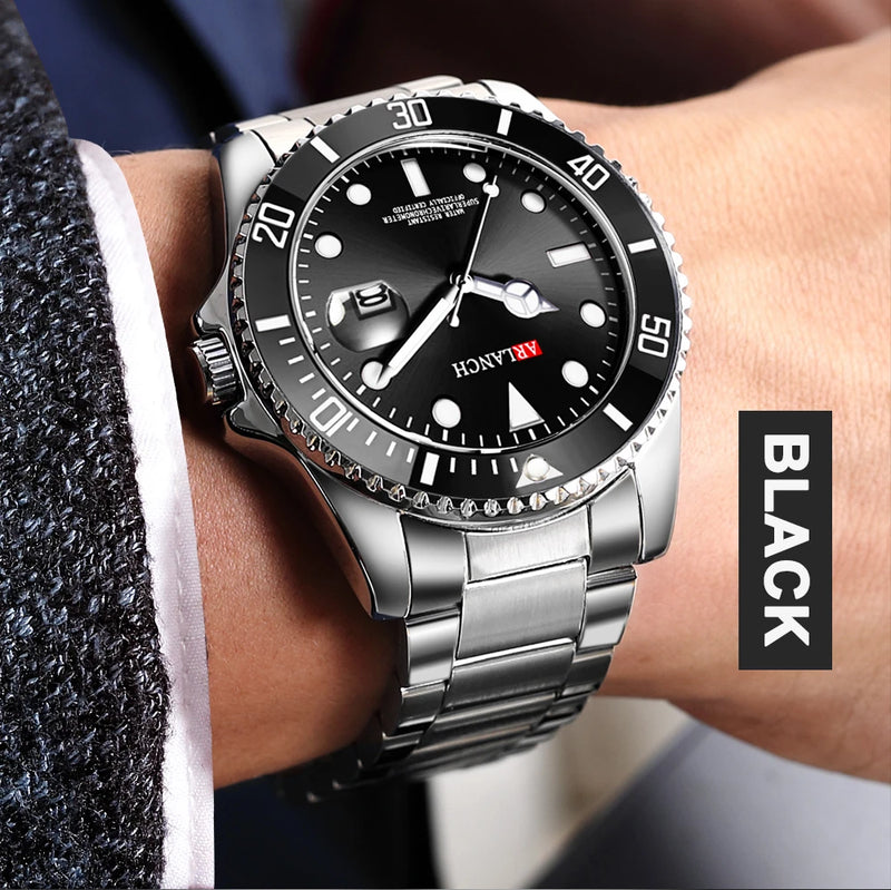 Relógio Masculino ARLANCH Red & Blue Diving 40mm – Aço Inoxidável, Lupa no Calendário, Resistente à Água e Design Clássico com Pegada Esportiva | Aguiar Relógio