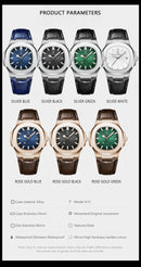 Relógio Masculino POEDAGAR 2025 – Luxo Quadrado, Couro Premium, Ponteiros Luminosos, Data e Calendário Completo, À Prova d’Água.