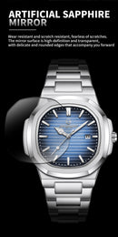 Relógio Militar Masculino PENGAGAR 2025 – Luxo Quadrado em Aço Inoxidável, Ponteiros Luminosos, Data e Dia, Estilo Executivo e Esportivo