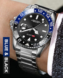 Relógio Masculino ARLANCH Red & Blue Diving 40mm – Aço Inoxidável, Lupa no Calendário, Resistente à Água e Design Clássico com Pegada Esportiva | Aguiar Relógio