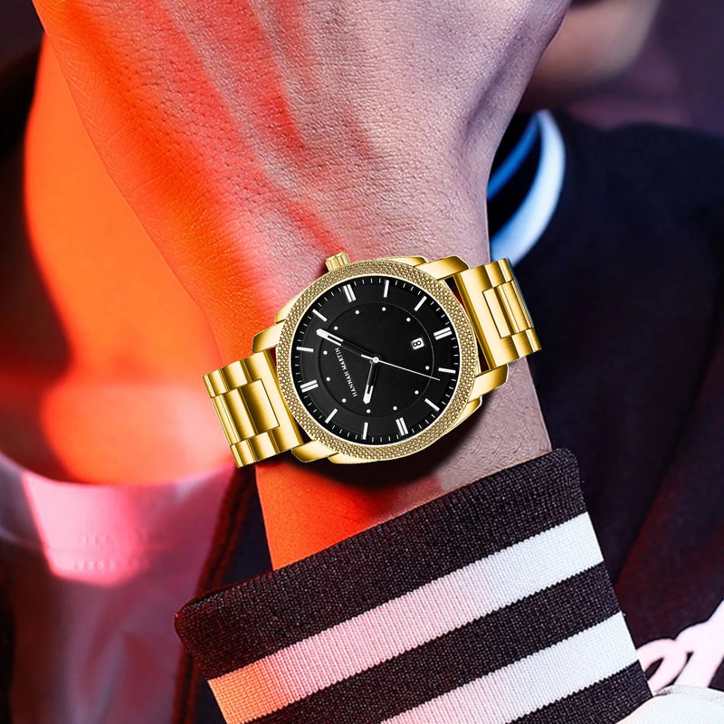 Relógio Masculino Luxo – Aço Inoxidável, Estilo Executivo, À Prova d’Água, Quartzo de Alta Precisão, Design Moderno.