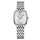 CURREN 9093 Relógio de Quartzo Feminino Fashion - Design Simples e Elegante, Mostrador Quadrado, Pulseira de Aço Inoxidável Dourada.