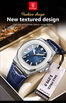 Relógio Masculino POEDAGAR 2025 – Luxo Quadrado, Couro Premium, Ponteiros Luminosos, Data e Calendário Completo, À Prova d’Água.