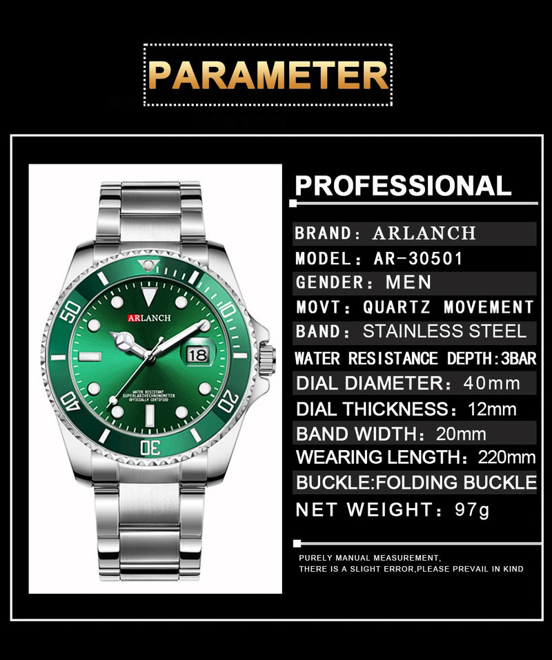 Relógio Masculino ARLANCH Red & Blue Diving 40mm – Aço Inoxidável, Lupa no Calendário, Resistente à Água e Design Clássico com Pegada Esportiva | Aguiar Relógio