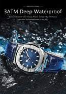 Relógio Masculino POEDAGAR 2025 – Luxo Quadrado, Couro Premium, Ponteiros Luminosos, Data e Calendário Completo, À Prova d’Água.