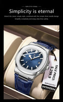 Relógio Masculino POEDAGAR 2025 – Luxo Quadrado, Couro Premium, Ponteiros Luminosos, Data e Calendário Completo, À Prova d’Água.