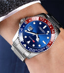 Relógio Masculino ARLANCH Red & Blue Diving 40mm – Aço Inoxidável, Lupa no Calendário, Resistente à Água e Design Clássico com Pegada Esportiva | Aguiar Relógio
