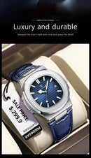 Relógio Masculino POEDAGAR 2025 – Luxo Quadrado, Couro Premium, Ponteiros Luminosos, Data e Calendário Completo, À Prova d’Água.