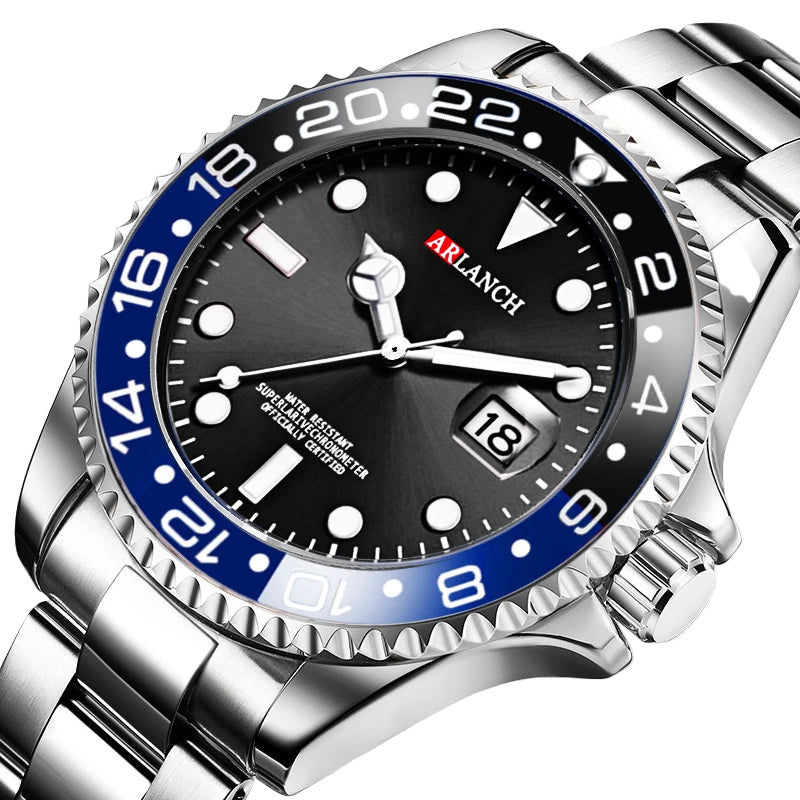 Relógio Masculino ARLANCH Red & Blue Diving 40mm – Aço Inoxidável, Lupa no Calendário, Resistente à Água e Design Clássico com Pegada Esportiva | Aguiar Relógio