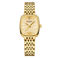 CURREN 9093 Relógio de Quartzo Feminino Fashion - Design Simples e Elegante, Mostrador Quadrado, Pulseira de Aço Inoxidável Dourada, à Prova d'Água, para Lazer e Negócios.